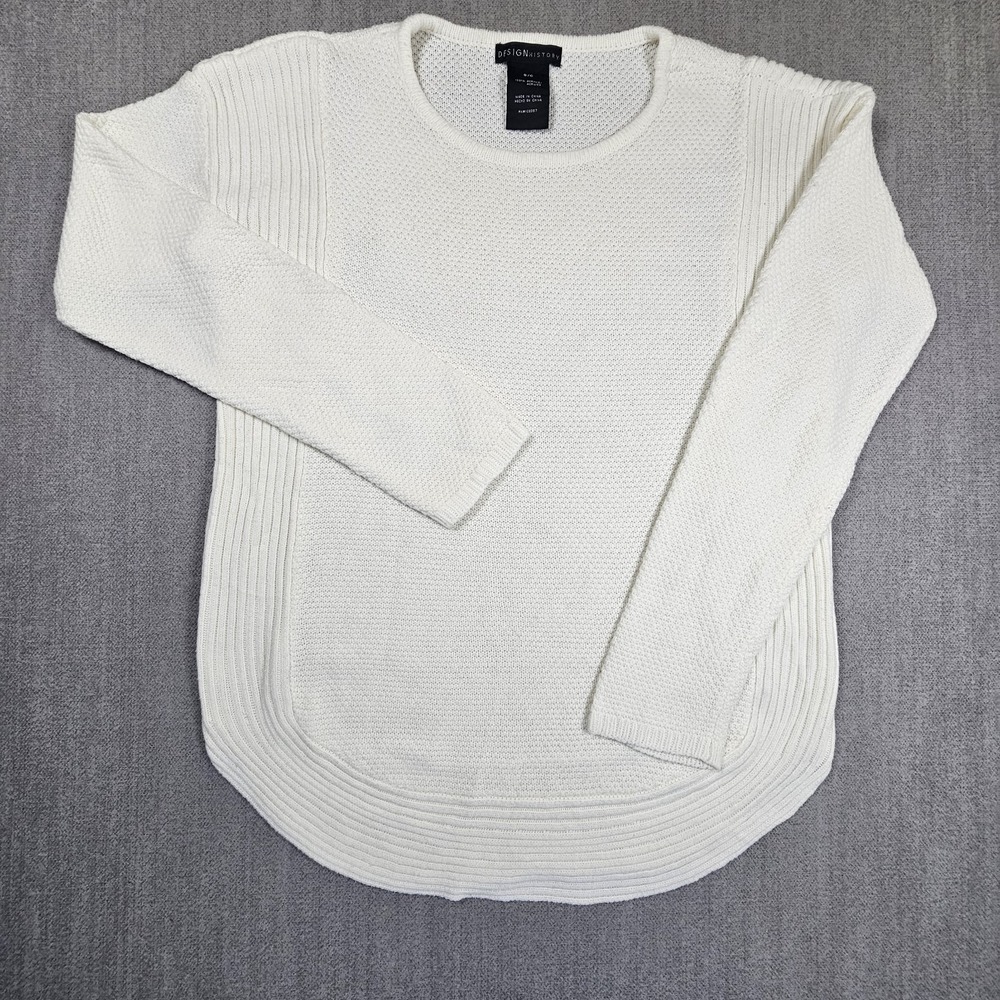 Design History Women's Ivory Sweater Long Sleeve Round Neck Size Small S